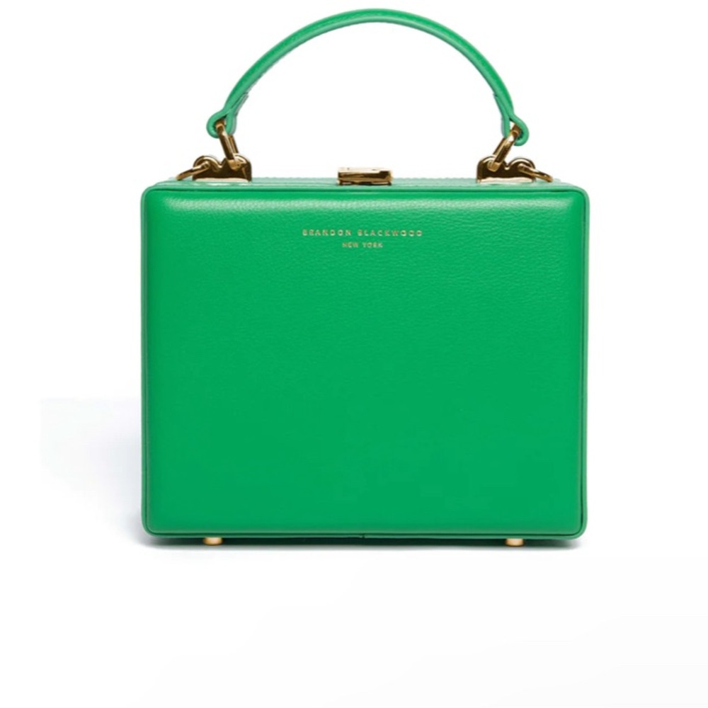Brandon Blackwood Standard Kendrick Trunk in True Green Leather & Brass Hardware
